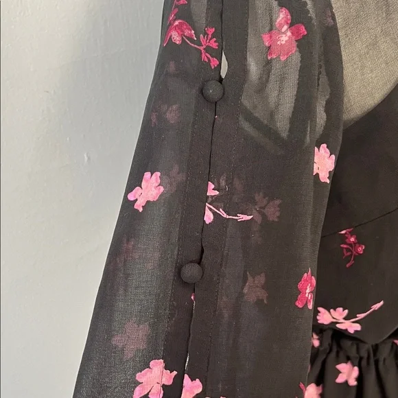 RACHEL Rachel Roy Sheer Black Dress with Pink Floral Design - Picture 3 of 10